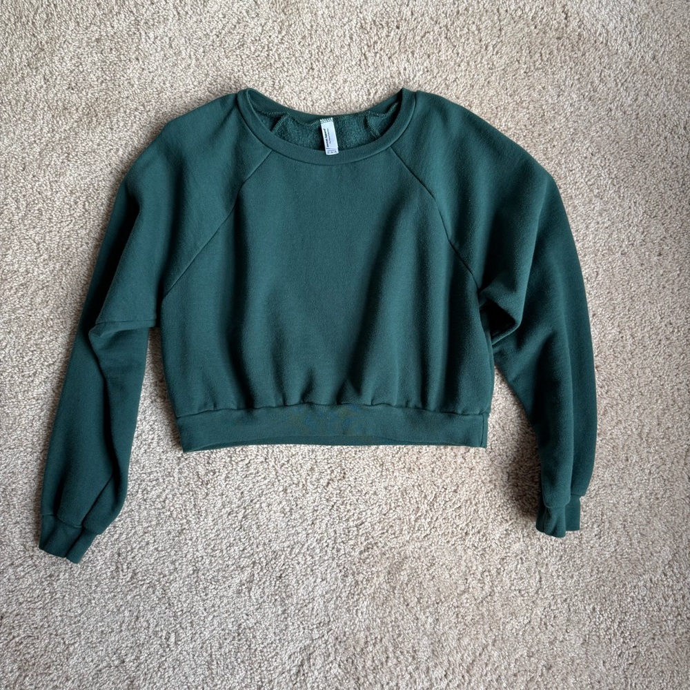 American Apparel Green Flex Fleece Crop Sweatshirt
